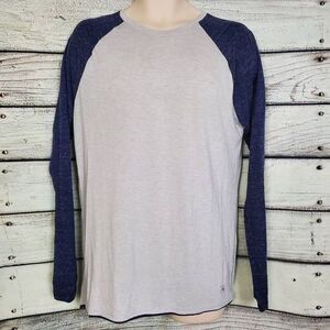 Departwest Men’s L Gray Blue Raglan Baseball Tee Long Sleeve Casual